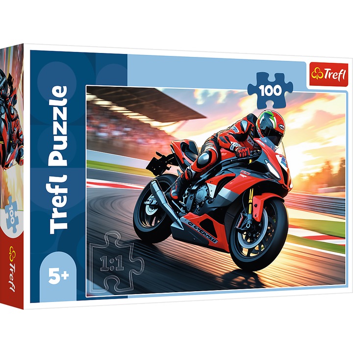 Puzzle 100 elemente, Trefl, motociclu rapid, 410x275mm, ecologic