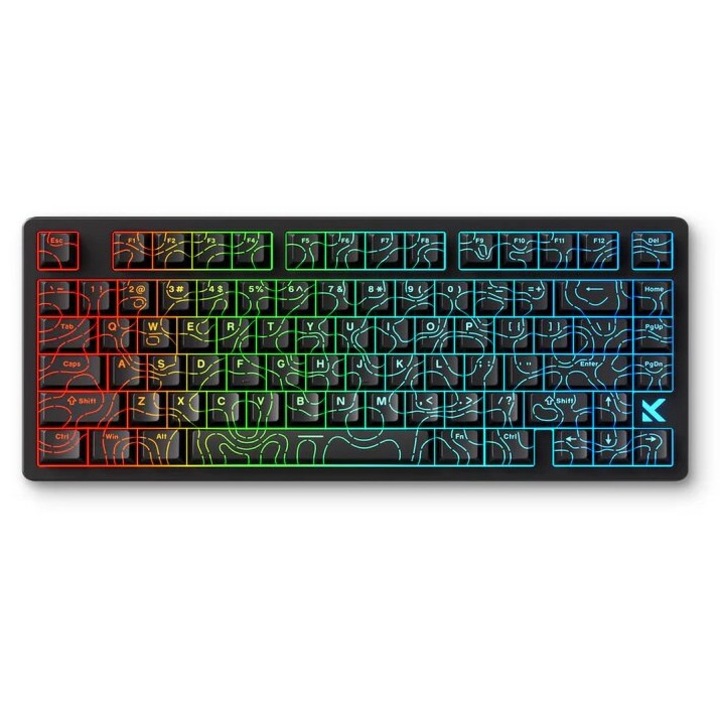 MCHOSE Jet 75 Hall Effect Gaming billentyűzet, Rapid Trigger, állítható működtetés 0.1mm-ig, Snap Tap, 8K Polling Rate, Gasket Mounted, Topográfiai fekete, Kailh God Switch, RGB