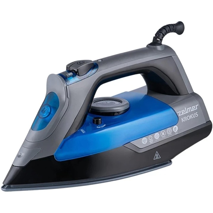 Fier de calcat Zelmer, ceramica, 3000W, abur vertical, negru-albastru, 240ml