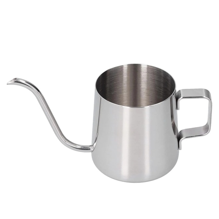 Kézi kávéfőző, rozsdamentes acél, 600ml, hordozható, ezüst