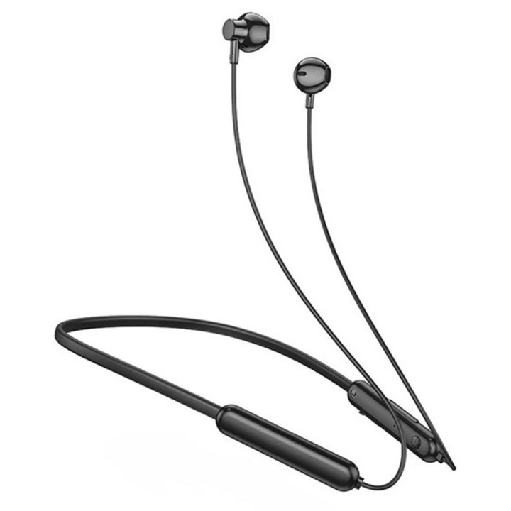 Hoco es67 bluetooth fülhallgató sztereo, v5.3, nyakba akasztható, mágneses, sport, fekete