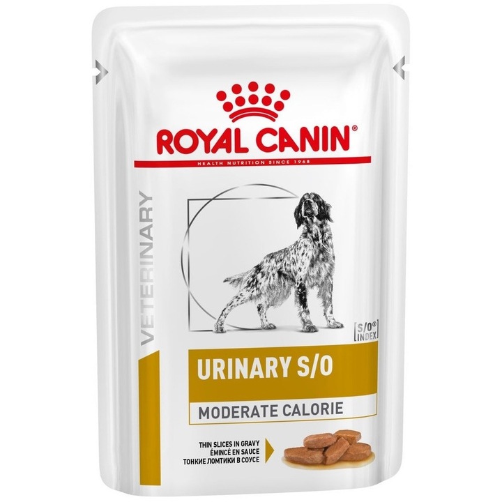 Royal Canin Dieta Veterinara Urinary S/O Calorii Moderate 12x100g, pentru caini, continut scazut de magneziu