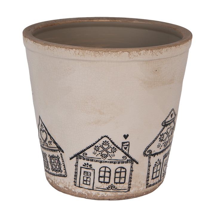 Ghiveci flori ceramica multicolora Turta Dulce 21x20 cm