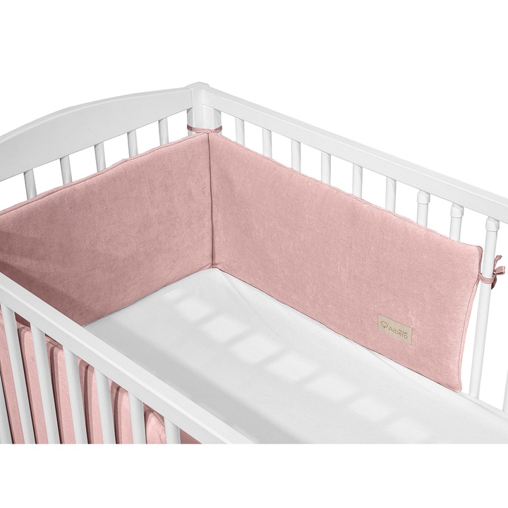 Протектор за кошара Albero Mio Cotton, розов памучен велур 30x180 см