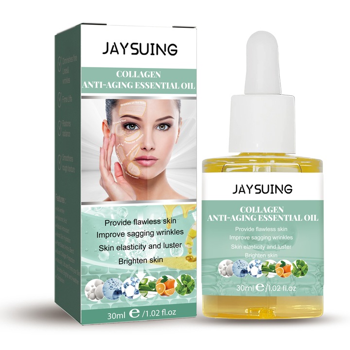 Serum anti-imbatranire cu colagen, 2 bucati, hialuronic, ceramida NP, iluminare ten, Jaysuing