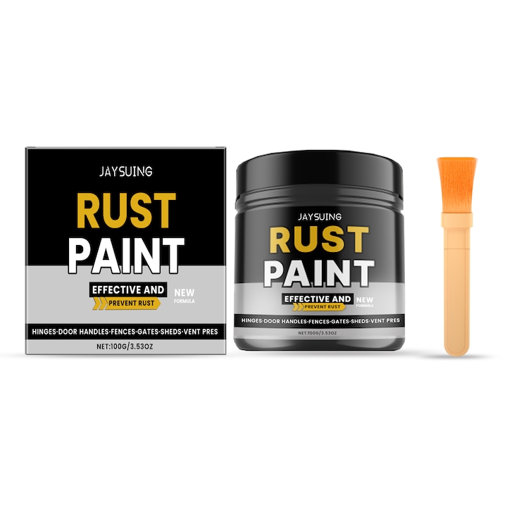 Vopsea antirugina gri Jaysuing pentru aplicatii casnice, impermeabila, rapida si rezistenta la uzura, vopsea metalica solida restaurata, 2 buc.