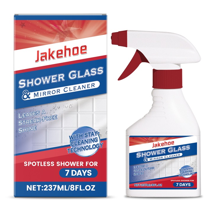 Set 2 solutii de curatare a cantarului de sticla pentru baie Jakehoe, curata petele de sapun, solutie anti-aburire pentru curatarea sticlei de la dus