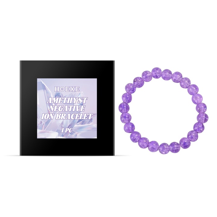 Bratara purpurie din sticla, Hoexe, set 1 bucata, bijuterii dama, purpurie, pentru imbunatatirea circulatiei sanatoase