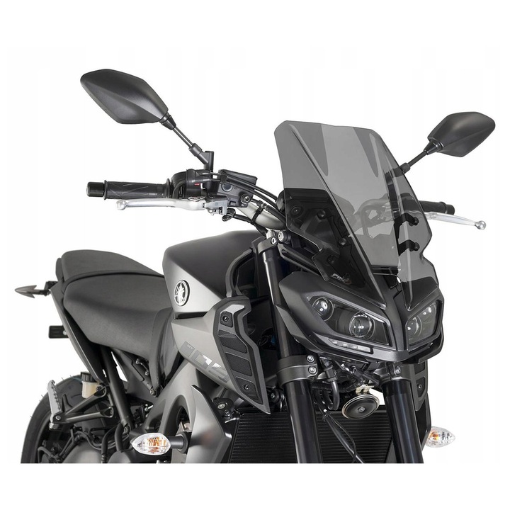 Предно стъкло за мотоциклет, PUIG 9377F за Yamaha MT-09 2017-2020, 420x305 мм, 3 мм акрил, тъмен цвят
