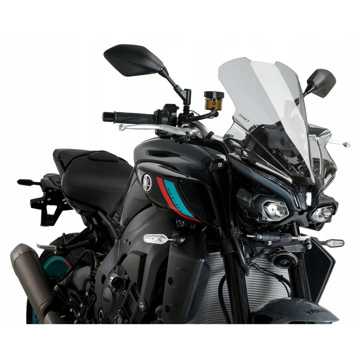 PUIG 21362H предно стъкло за мотоциклет, за Yamaha MT-10 2022-2023, цветно, размери 495x355 мм, включен монтажен комплект
