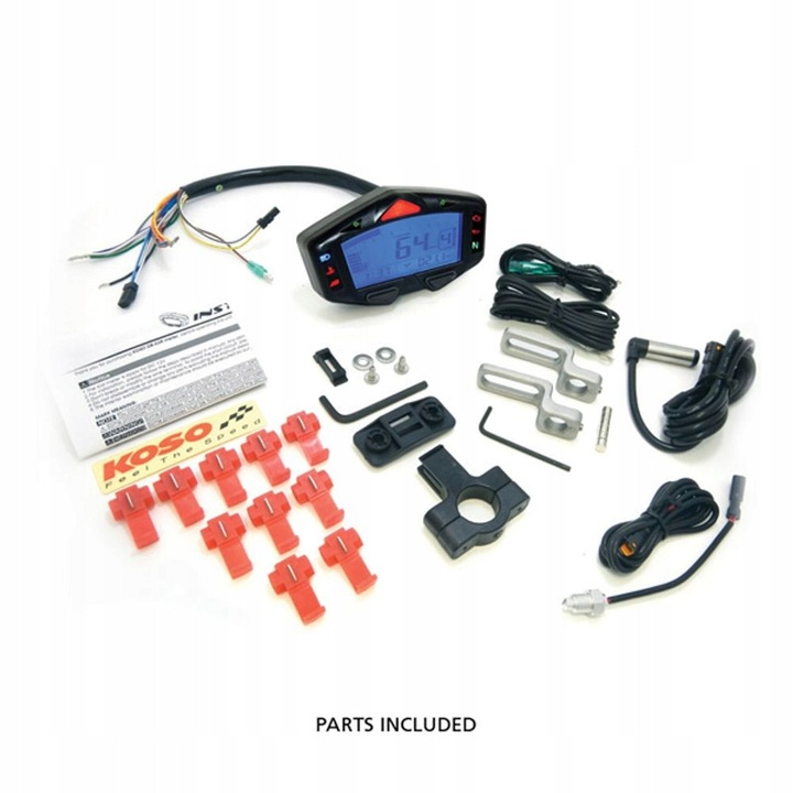 Contor moto Koso DB-03R Racing, 120x69x44mm, iluminare schimbabila, alimentare DC 12V