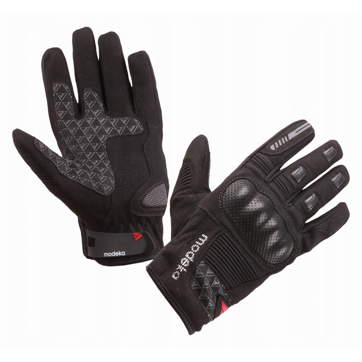 Manusi moto Modeka Fuego, scurte, cu insertii din piele antiderapanta, negru, marime 11