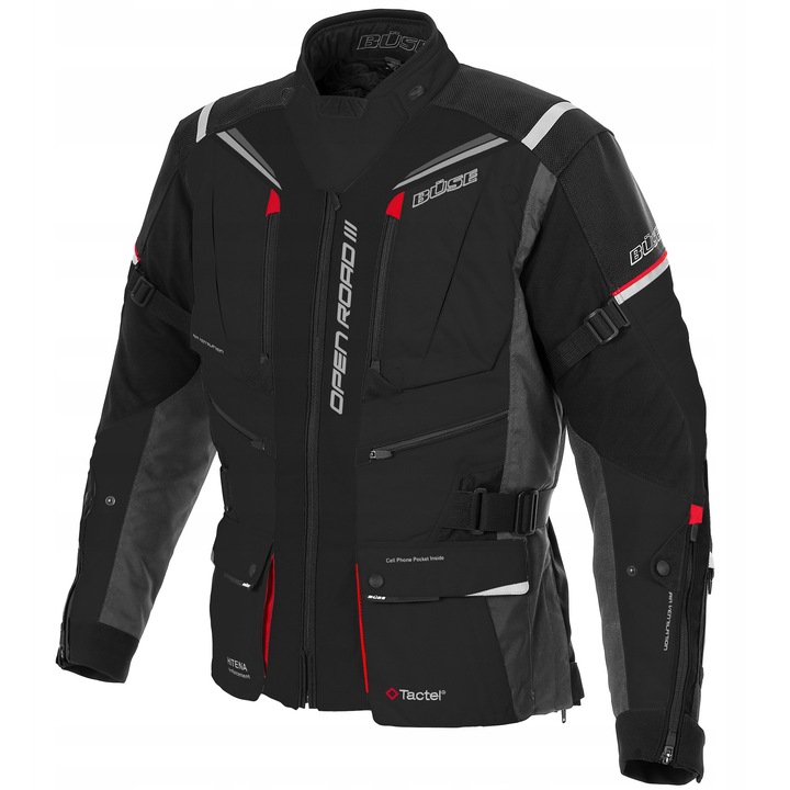 Buse Open Road III textil motoros kabát, vízálló, lélegző, fekete, 60-as méret