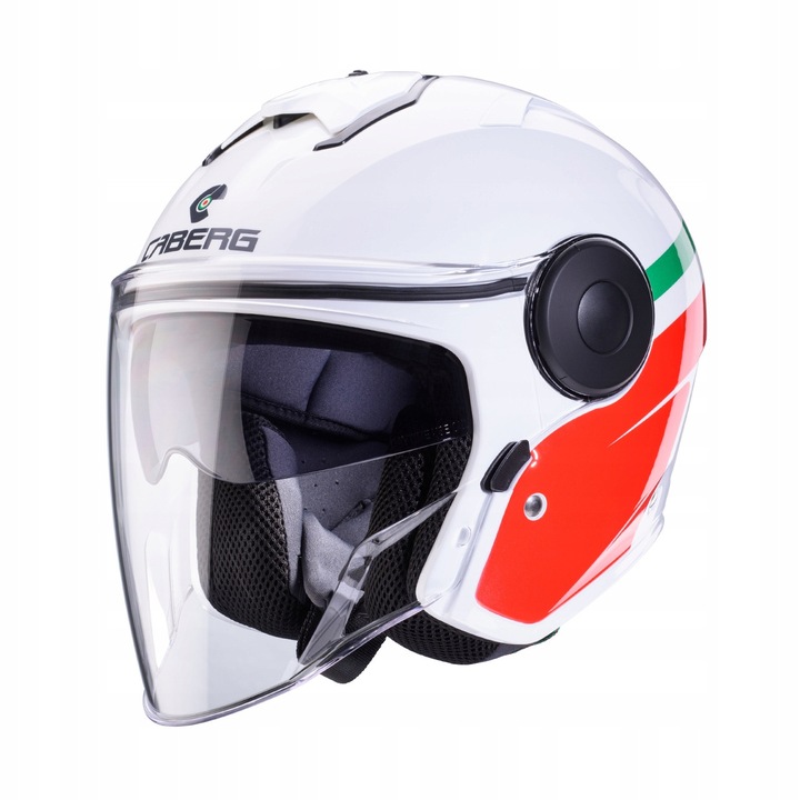 Casca moto Caberg Soho Zephyr alb/verde/rosu, marimea L, ventilare excelenta, vizor anti-zgarieturi