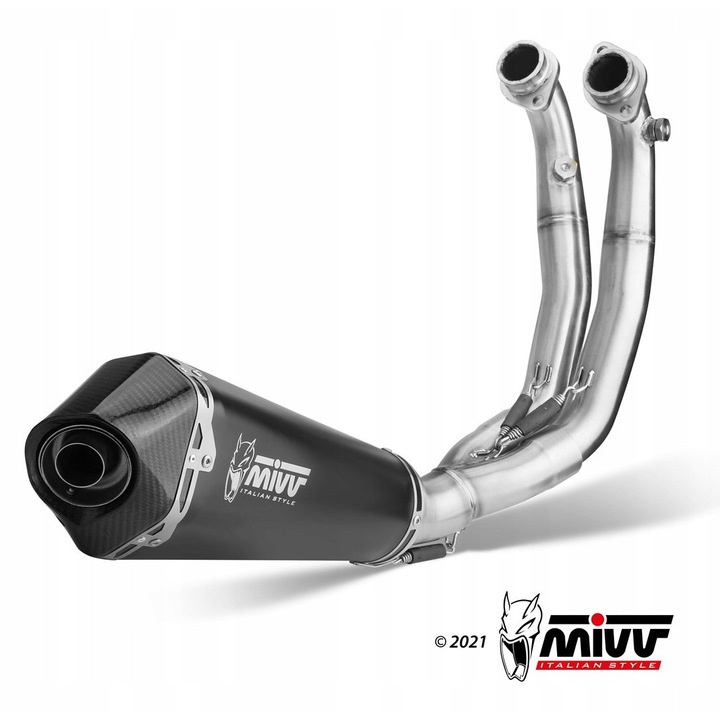 MIVV Delta Race kipufogódob, APRILIA RS 660 2020/2023-hoz, rozsdamentes acélból és karbonból készült, könnyű, mély hangzású