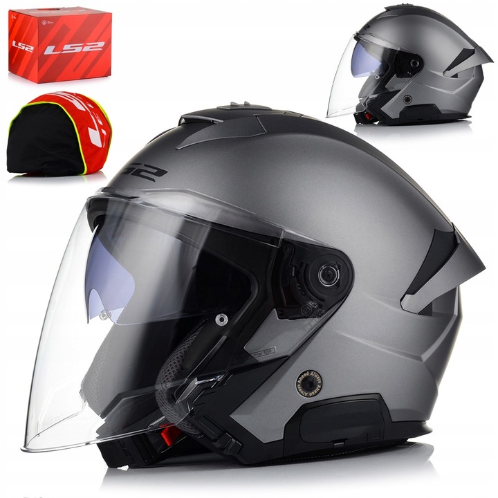 Casca moto deschis, LS2 Verso II, 59-60cm, material KPA, greutate 1500g, cu viziera A-clasa si blenda solara, set complet