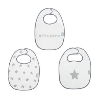 Set 3 bavetele Jollein Little Star gri Set 3 bavetele Jollein Little Star gri