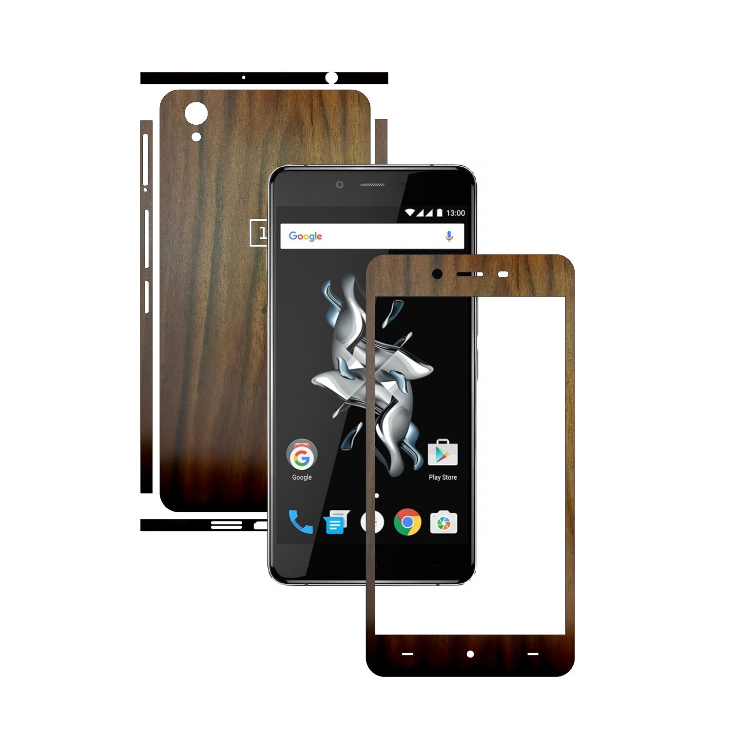 Folie de protectie Carbon Skinz, Husa de tip Skin Adeziv pentru Carcasa, Lemn Nuc Inchis dedicata OnePlus X