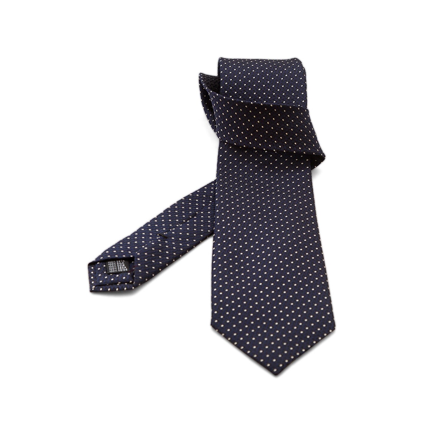 Cravata matase Jacquard Gentlemen`s Corner - navy cu puncte albe mari
