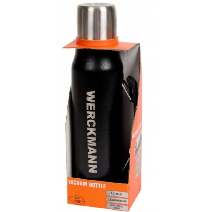 Termos metalic CARDSPLITTER Werckmann, 12 ore căldură/rece, inox, negru 1L