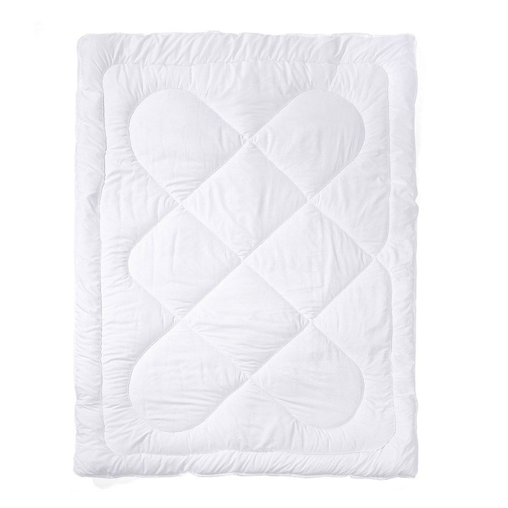 Pilota antialergica Karo, 200x220cm, bumbac 30% si poliester 70%, umplutura din fibra siliconica, alba