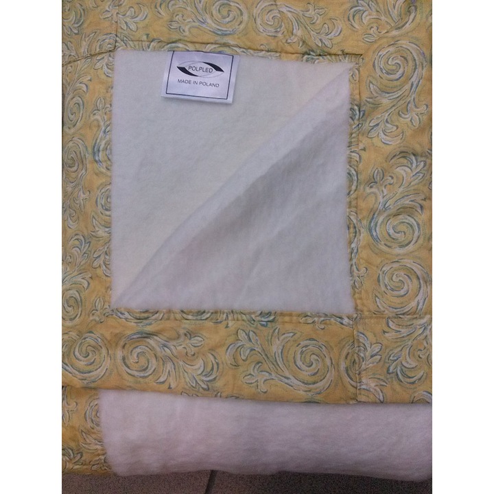 Cuvertura Unia, 150x200 cm, bumbac-acril, crem-galben, cu franjuri