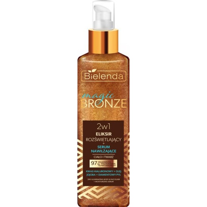 Bielenda Magic Bronze 2in1 ragyogást fokozó testápoló és hidratáló szérum, 150 ml, rózsaszín
