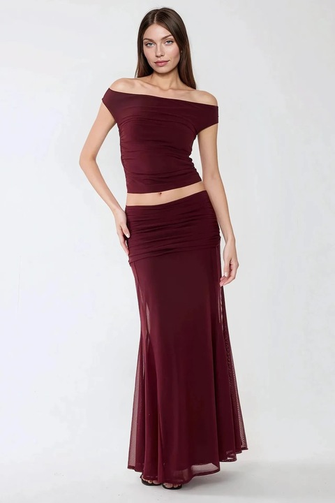 Пола HiCCUP Ilma Maxi Bodycon, червена, текстилна, вталена кройка, елегантна
