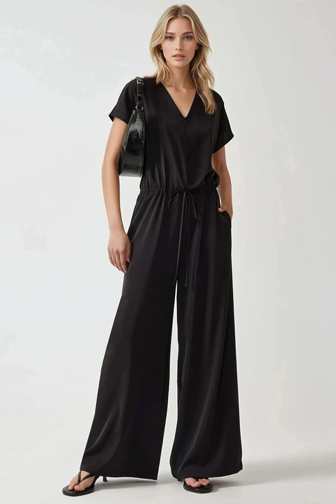 Salopeta dama HiCCUP, croi larg, negru, textil, Negru