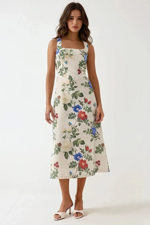 Макси рокля, HiCCUP, флорален принт, многоцветна, текстилен материал