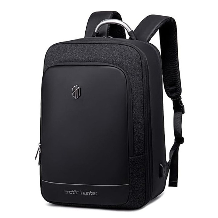 Rucsac Arctic Hunter B00227L pentru laptop 17", negru, design ergonomic, port USB, 17 l