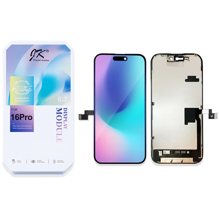 Display JK IN-CELL FHD pentru iPhone 16 Pro, compatibilitate perfecta, livrare sigura