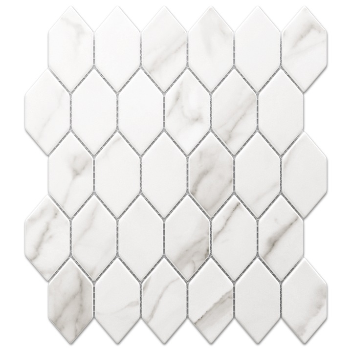 Mozaic hexagonal, ILCOM, alb, 25.6x25.0cm, 5mm grosime pentru perete si podea