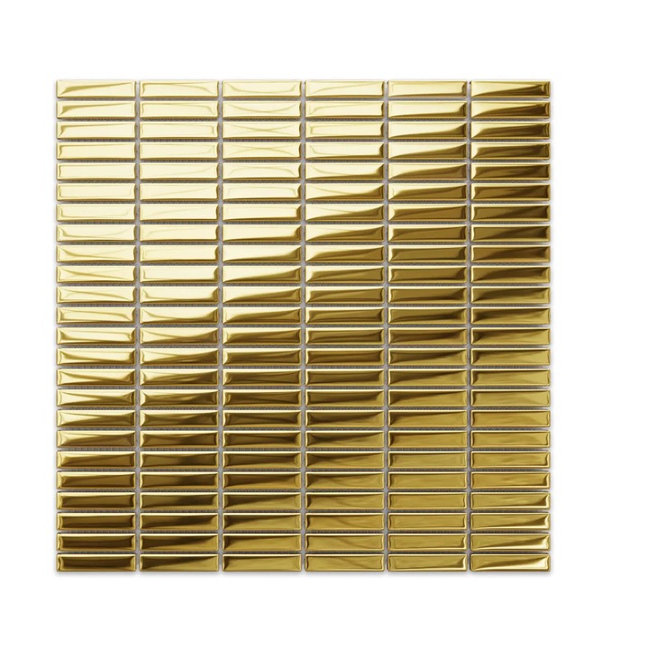 Placa decorativa tip mozaic, Gandalf, 30x30cm, metalic auriu, grosime 6mm