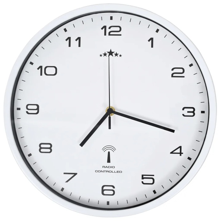 VidaXL fehér színű rádióvezérelt falióra kvarcszerkezettel 31 cm 50616