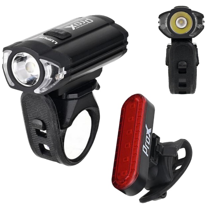 Комплект велосипедни светлини ProX LUPUS II, 300 LM, USB-C, 1100 mAh, черно-бял