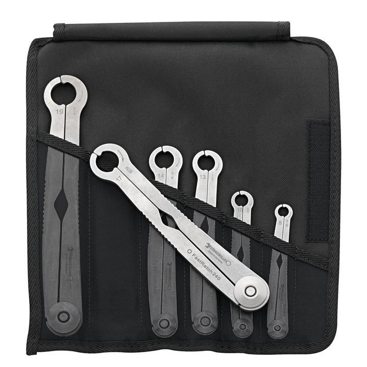 Grzechotkowe Stahlwille villáskulcskészlet, 6 elemes, 8-19 mm, fedéllel