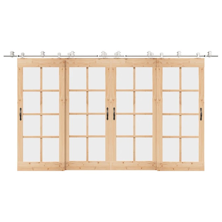 Set accesorii pentru usi glisante, vidaXL, 200cm, otel, argintiu