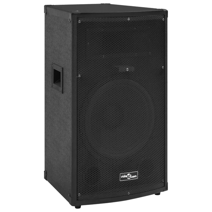 Boxa pasiva VIDAXL HiFi profesionala, 1000 W, difuzor 30 cm (12 inch), obudova rezistenta cu colturi de protectie si grilaj metalic, negru, 32x32x64 cm