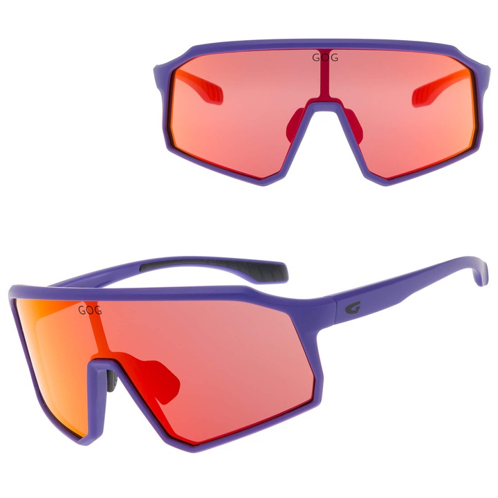 Ochelari sportivi GOG Bingo, violet mat, lentile rosii oglinda, UV 400