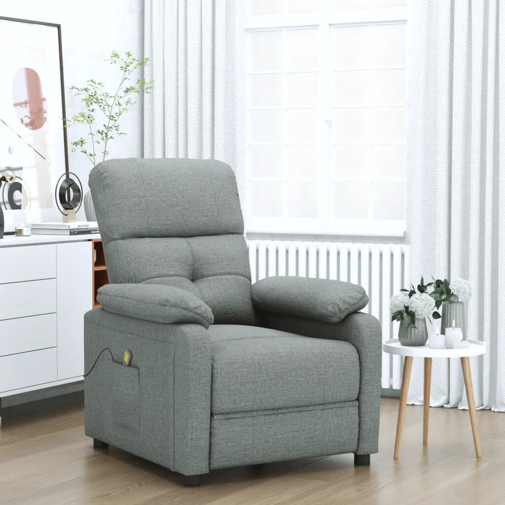 Fotoliu recliner Zakito Europe cu masaj, 6 puncte vibratii, gri