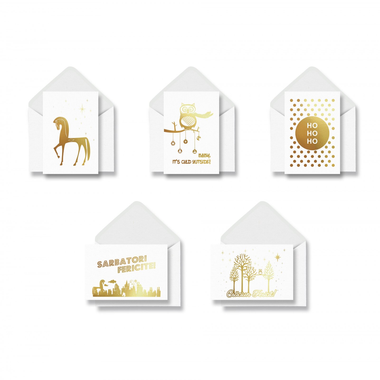 Felicitari de Craciun si de Sarbatori Iarna, set 5 buc, diferite modele Cool