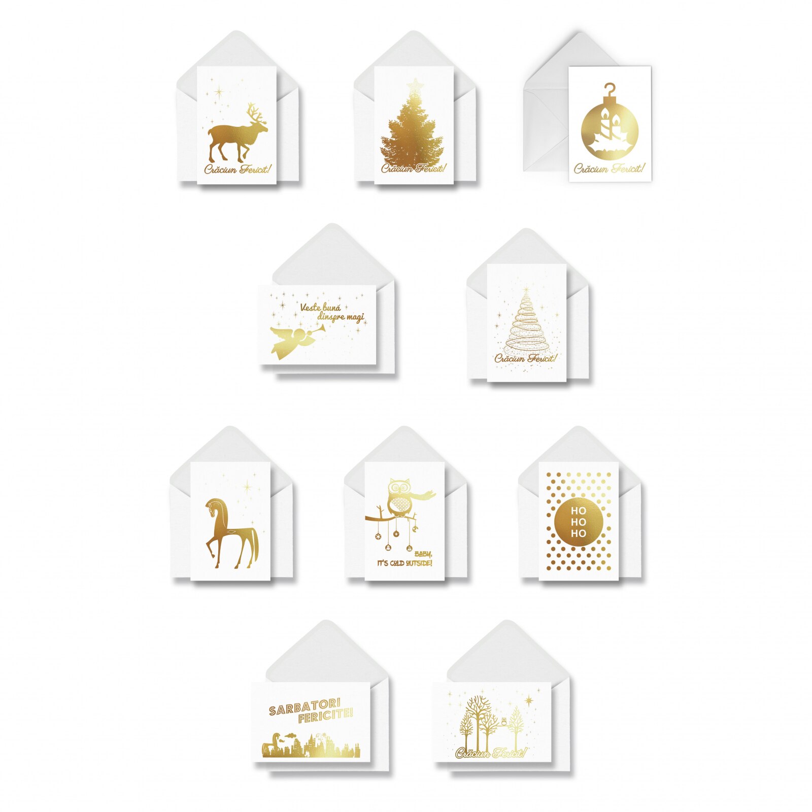 Felicitari Craciun Fericit, set 10 buc, diferite modele