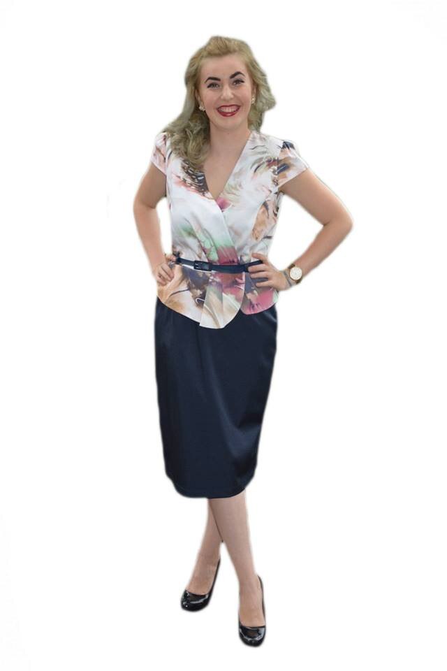 Rochie eleganta cu peplum,D&J Exclusive, Albastru marin