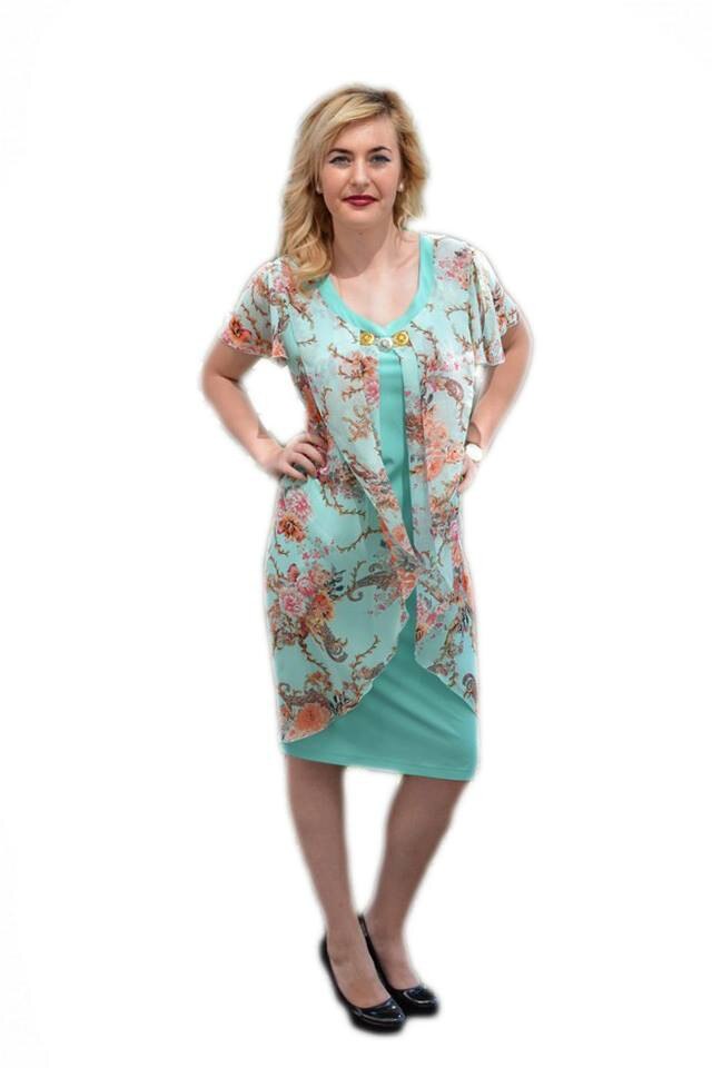 Rochie cu suprapunere de voal,D&J Exclusive, Turcoaz