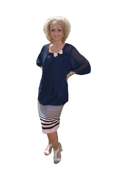 Rochie deosebita de ocazie,eleganta,D&J Exclusive, Bleumarin/Roz Rochie deosebita de ocazie,eleganta,D&J Exclusive, Bleumarin/Roz