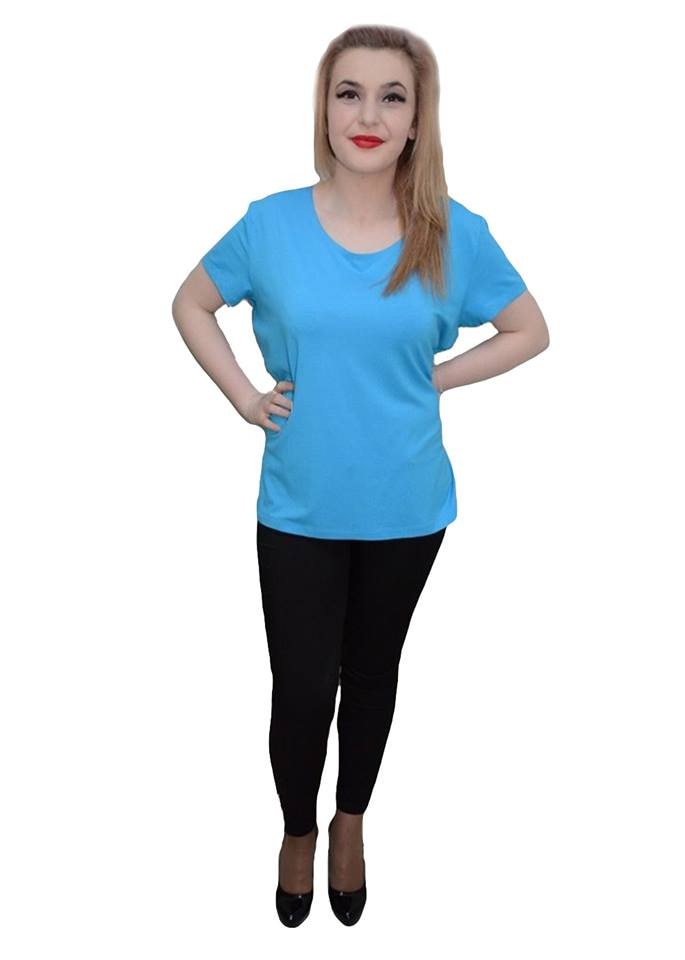 Bluza cu maneca scurta,masura mare,D&J Exclusive, Albastru, 50