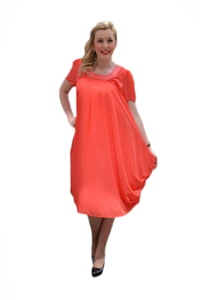 Rochie fashion cu voal lejer aplicat,D&JExclusive, Corai
