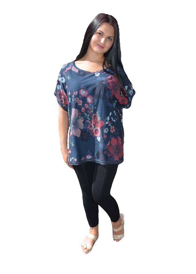 Bluza confortabila din bumbac,masura mare,D&J Exclusive, Albastru marin