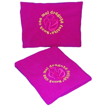 Set paturica+ perna brodata, mov,  Set paturica+ perna brodata, mov,